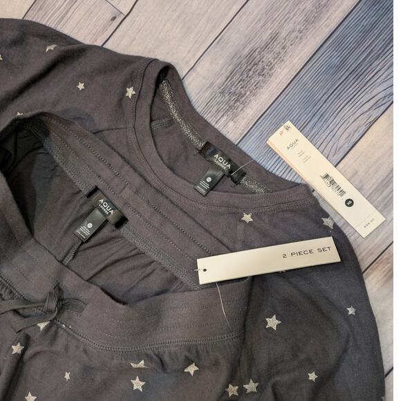 NWT Aqua Star Print Pajama Set Gray Size XS - Picture 2 of 3